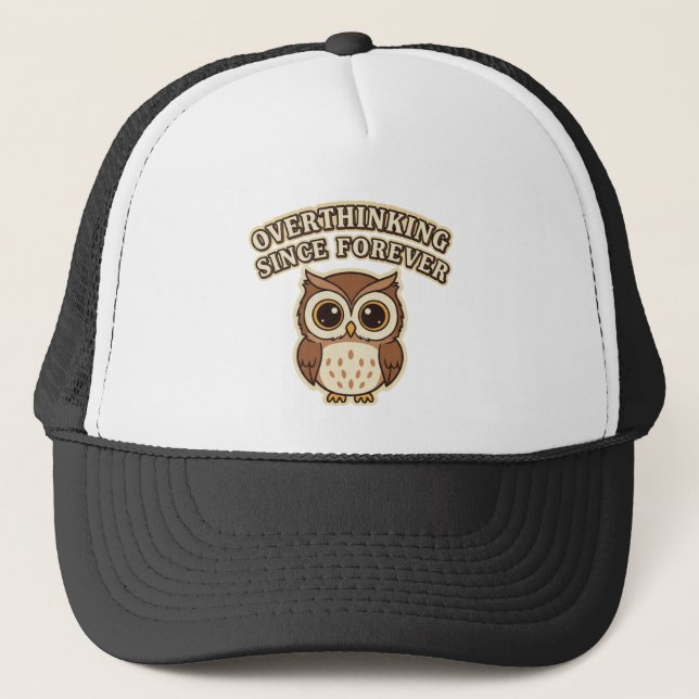 Retro Owl Deep Thinker Trucker Hat Keps (Framsida)