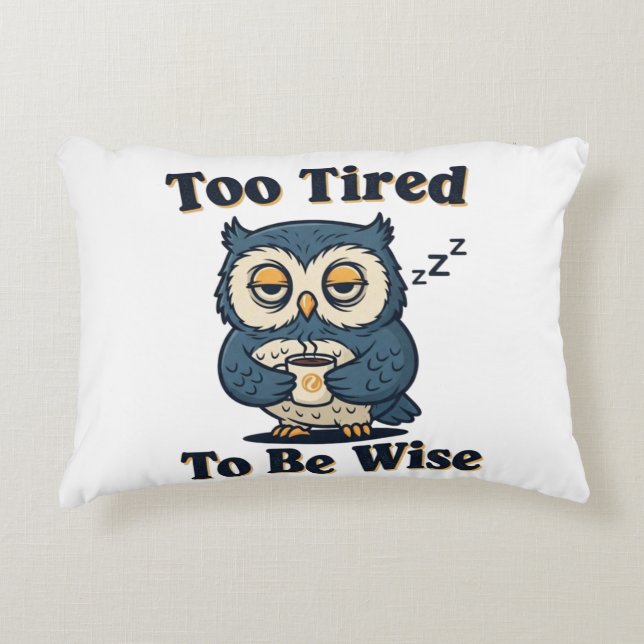 Retro Owl Exhausted Humor Rectangular Pillow Prydnadskudde (Framsidan)