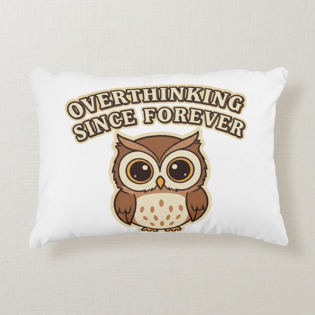 Retro Owl Overthinking Rectangular Pillow Prydnadskudde (Framsidan)