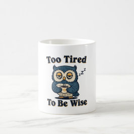 Retro Owl Sleepy Wisdom White Mug Kaffemugg