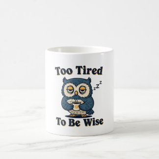 Retro Owl Sleepy Wisdom White Mug Kaffemugg