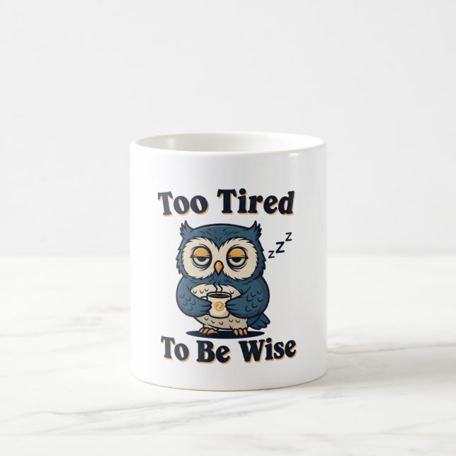 Retro Owl Sleepy Wisdom White Mug Kaffemugg (Center)