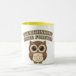 Retro Owl Thinking Mode Color Inside Mug Mugg
