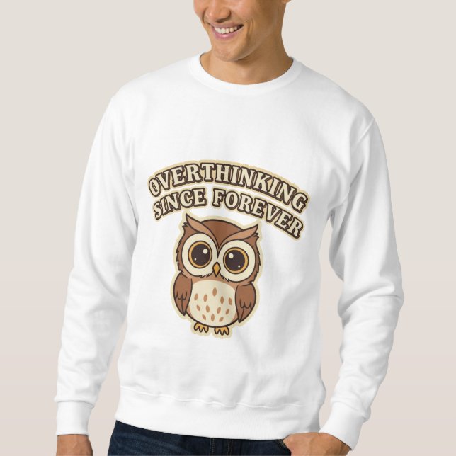 Retro Owl Thoughtful Mind Men’s Sweatshirt (Framsida)