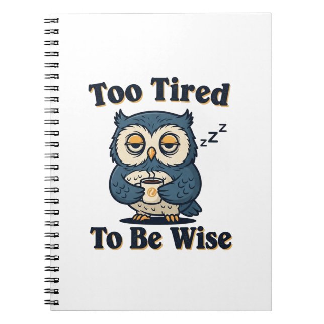 Retro Owl Tired Thoughts Lined Notebook Anteckningsbok (Framsidan)