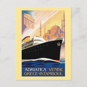 Retro på vintage för rederilinjen Venedig Grekland Vykort