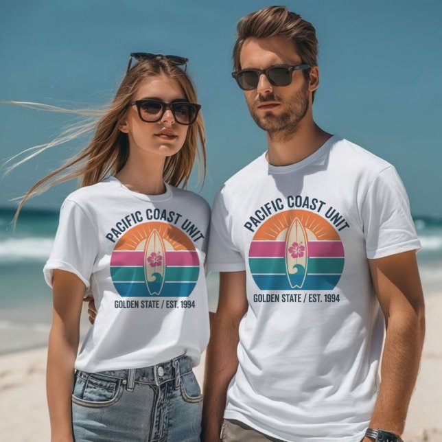 Retro Pacific Coast Surfbräda T Shirt (Vintage Pacific Coast Unit Surfboard Graphic - Retro 90s Summer Vibes)