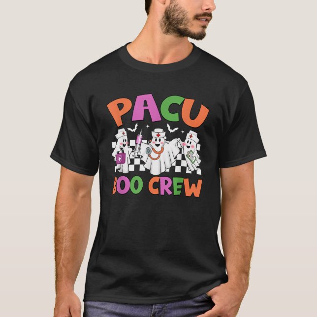 Retro PACU Boo Crew PACU Nurse Funny Halloween Cos T Shirt (Framsida)