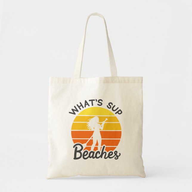 Retro Paddleboarding Funny Beach Bachelorette Swag Tygkasse (Framsidan)