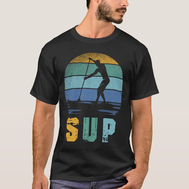 Retro Paddling SUP Ställstolpe Paddle Board T Shirt (Framsida)