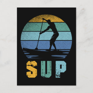 Retro Paddling SUP Ställstolpe Paddle Board Vykort