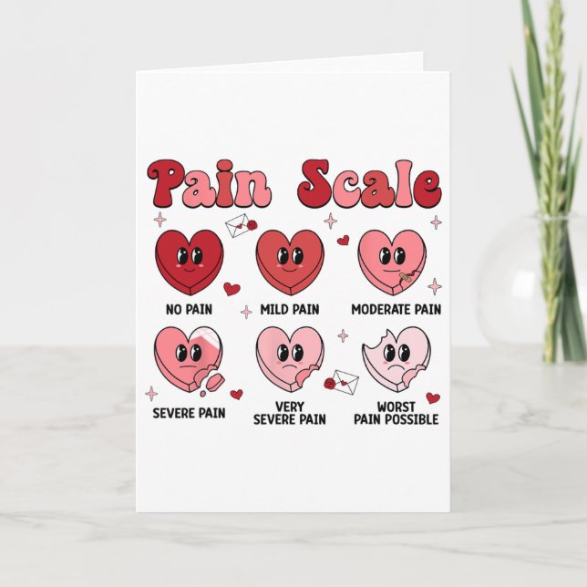 Retro Pain Scale Heart Trauma Nurse Valentine's Da Kort (Framsida)