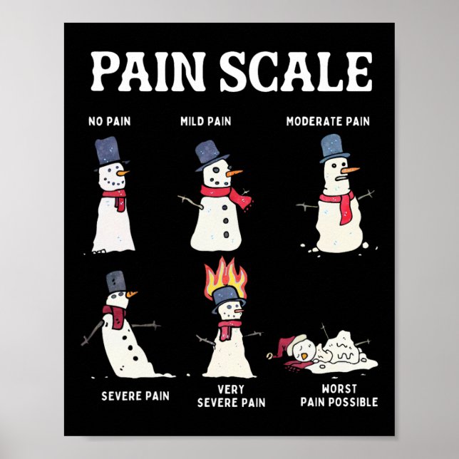 Retro Pain Scale Snowman Trauma Nurse Christmas Nu Poster (Framsidan)