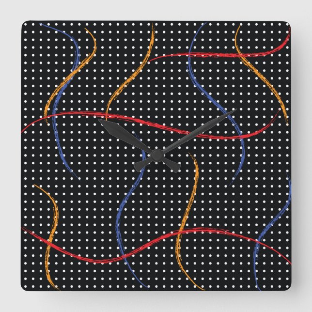 Retro Paint-platter och punkter Fyrkantig Klocka (Framsida)