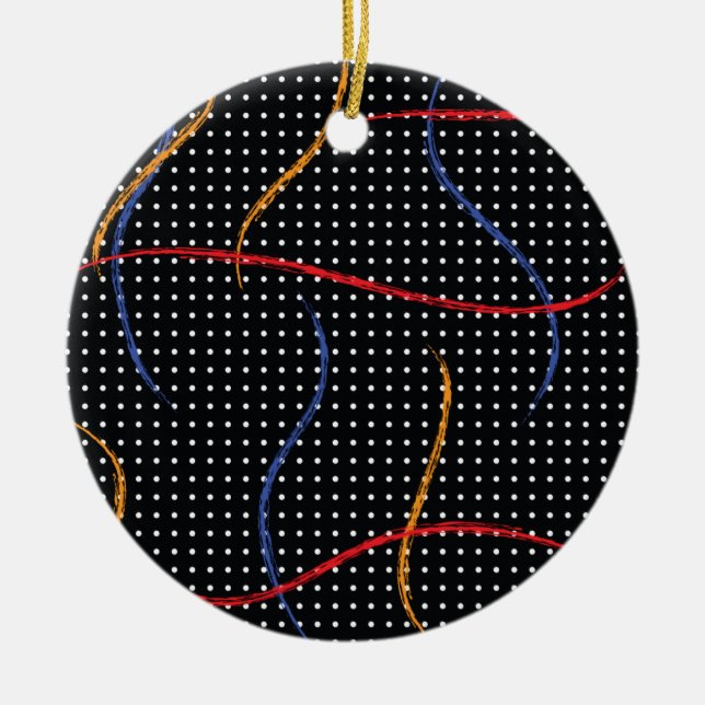 Retro Paint Splatter och punkter Julgransprydnad Keramik (Framsidan)