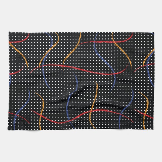 Retro Paint Splatter och punkter Kökshandduk (Horisontell)