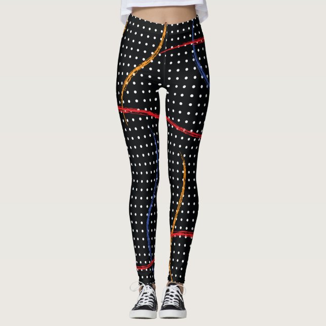 Retro Paint Splatter och punkter Leggings (Framsida)