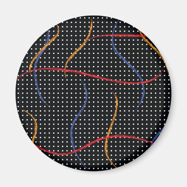 Retro Paint Splatter och punkter Magnet (Framsidan)