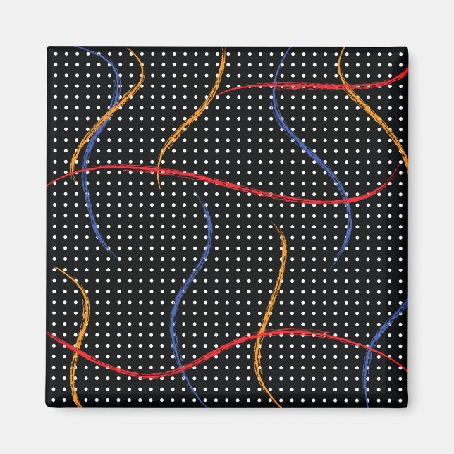 Retro Paint Splatter och punkter Magnet (Framsidan)