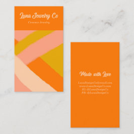 Retro Painted Abstract Crossed Lines Orange Blank Visitkort