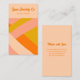 Retro Painted Abstract Crossed Lines Peach Blank Visitkort