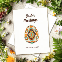 Retro Painted Easter Egg  Helg Vykort