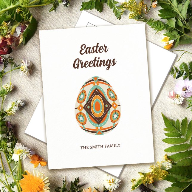 Retro Painted Easter Egg  Helg Vykort (Skapare uppladdad)