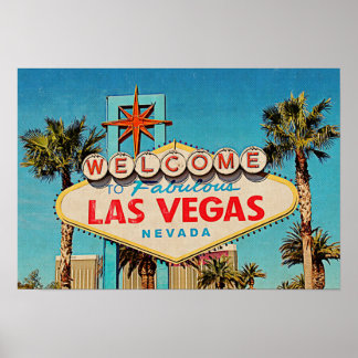 Retro Painting Fabulous Las Vegas Nevada-tecken Poster