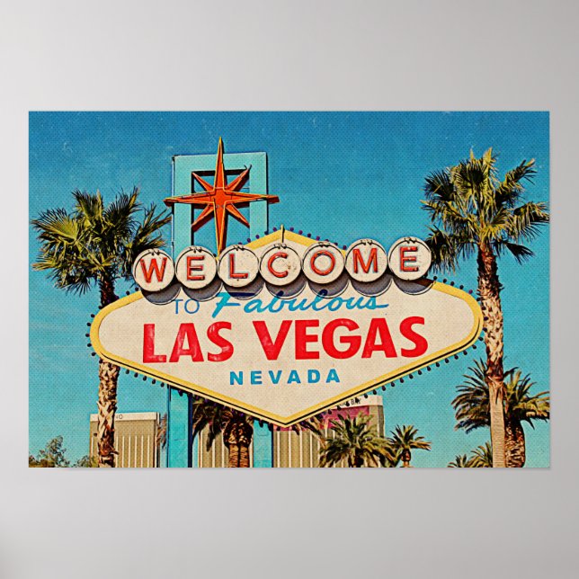 Retro Painting Fabulous Las Vegas Nevada-tecken Poster (Framsidan)