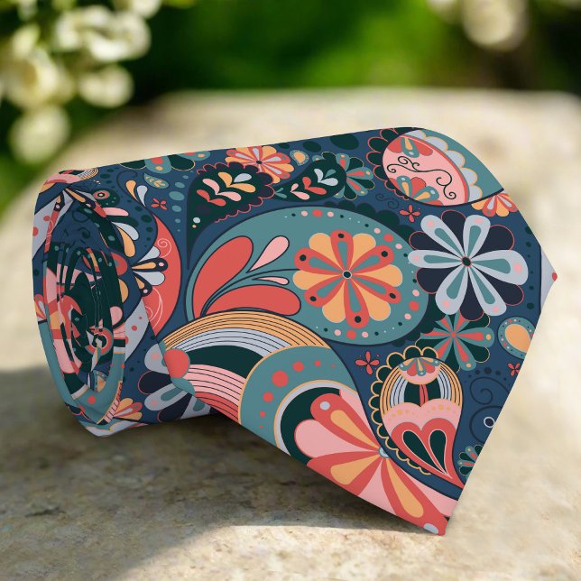 Retro Paisley Background Aesthetic Blommönster Slips (Skapare uppladdad)