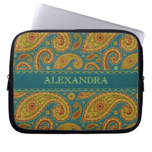 Retro Paisley Mönster Mask Tones-Monogram Laptop Sleeve