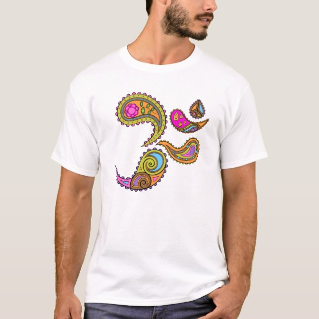 Retro Paisley Om YogaT-tröja T Shirt (Framsida)