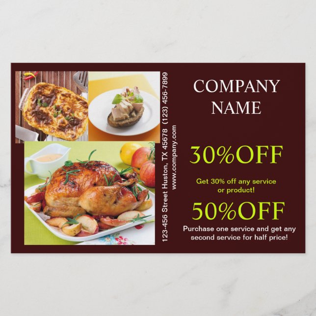 Retro Paj kycklingdeli middag catering Flygblad (Framsidan)