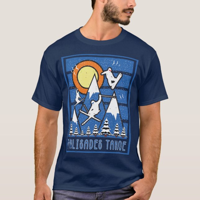 Retro Palisades Tahoe Ski Sunset T Shirt (Framsida)