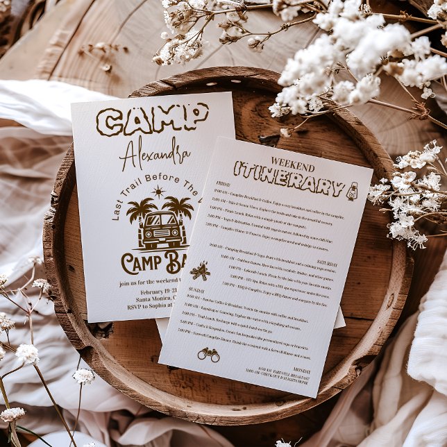 Retro Palm Camper – Boho Möhippa Helg Inbjudningar (Skapare uppladdad)