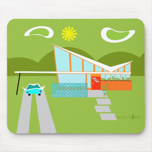 Retro Palm Spring hus Mousepad Musmatta (Framsidan)