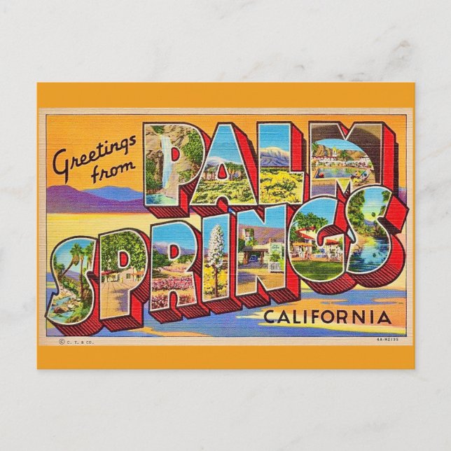 Retro Palm Springs Greeting Postcard Vykort (Framsida)