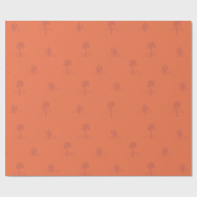 Retro Palm Springs Kaktus i jordnära färger  Presentpapper (Platt)