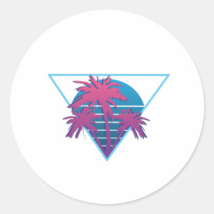 Retro Palmträd Logo Runt Klistermärke