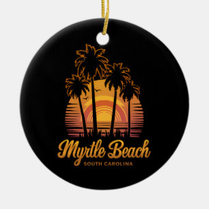 Retro Palmträd Solnedgång South Carolina Myrtle Be Julgransprydnad Keramik