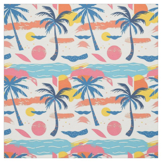 Retro Palmträd Sommar Tyg (Provkarta)