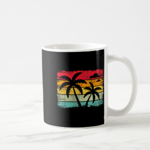 Retro Palmträd Strand Solnedgång Sommar Känsla Vin Kaffemugg
