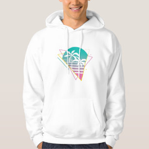 Retro Palmträd Triangel Solnedgång Estetisk Konst Hoodie