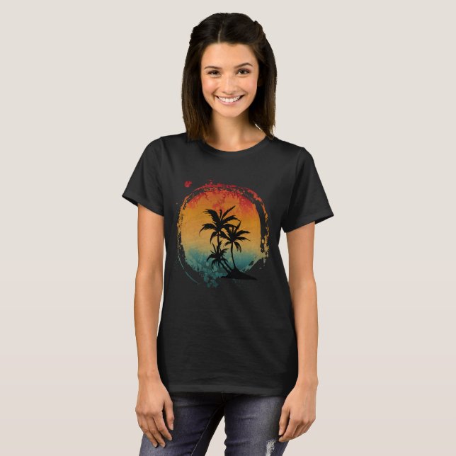 RETRO PALMTRÄD VINTAGE T-Shirt (Hel framsida)