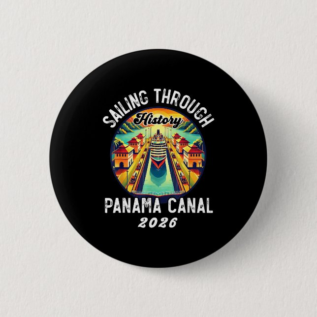Retro Panama C Panama vattenväg Segling Kryssning  Knapp (Framsida)