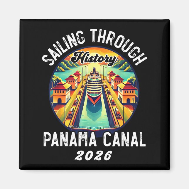 Retro Panama C Panama Waterway Sailing Cruising 20 Magnet (Framsidan)