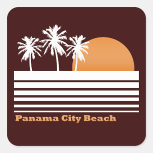 Retro Panama City Beach Stickers Fyrkantigt Klistermärke