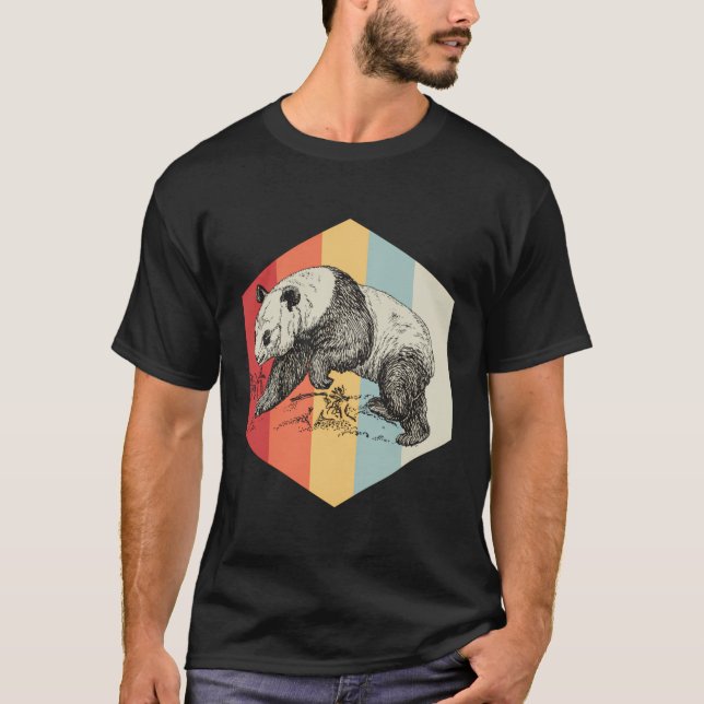 Retro Panda Bear T Shirt (Framsida)