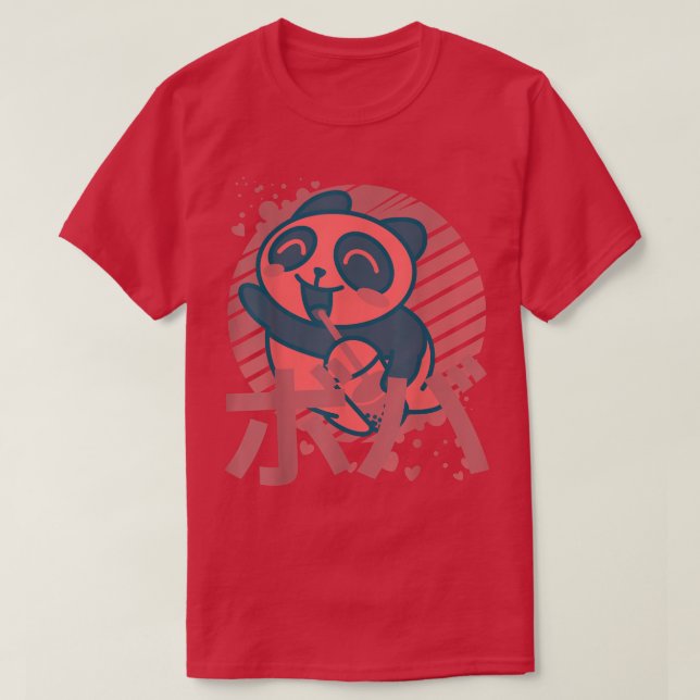 Retro Panda Boba Japanese Graphic  T Shirt (Design framsida)