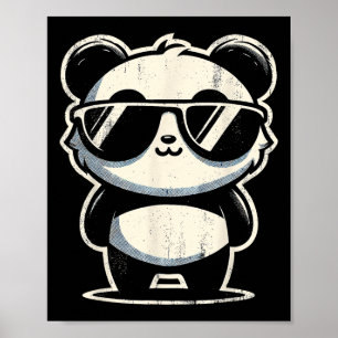 Retro Panda i Sungles Bbq Bassäng Party Funny Pand Poster